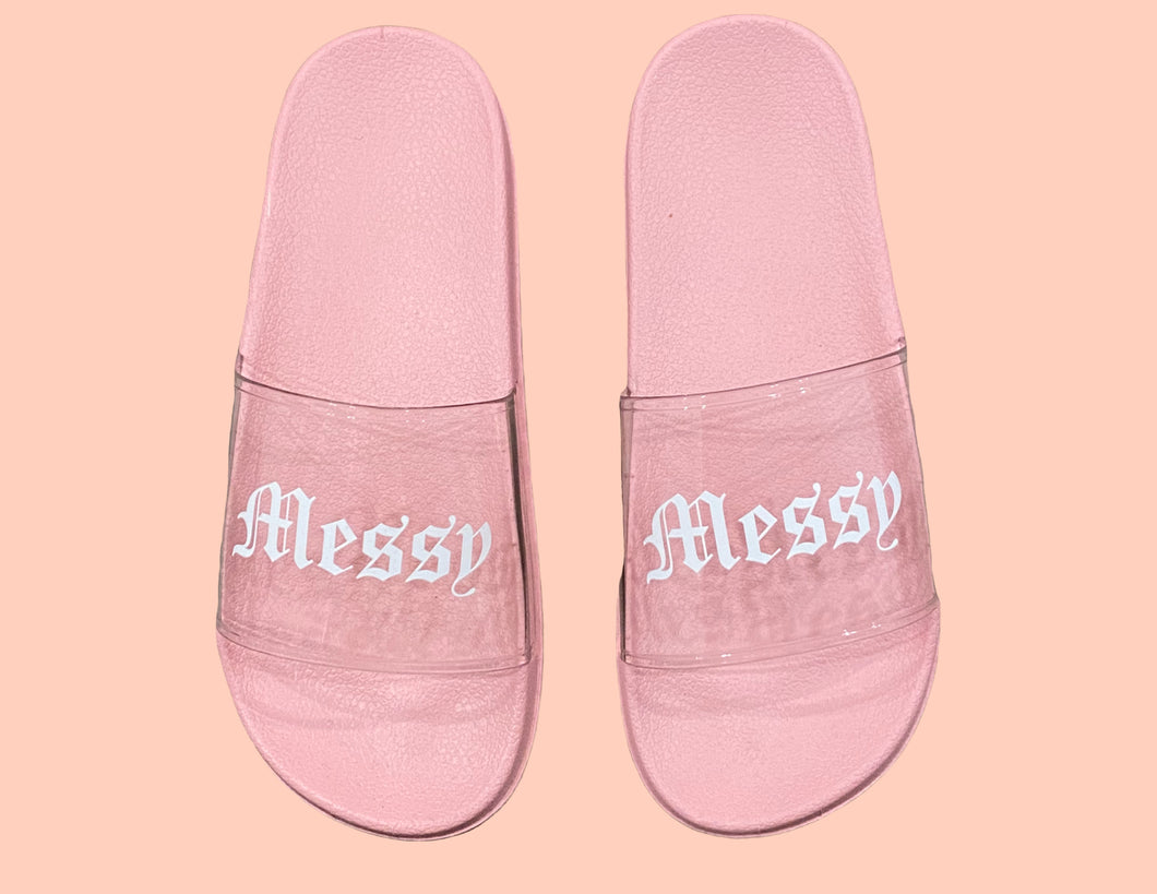 Clear Baby Pink Messy Slides