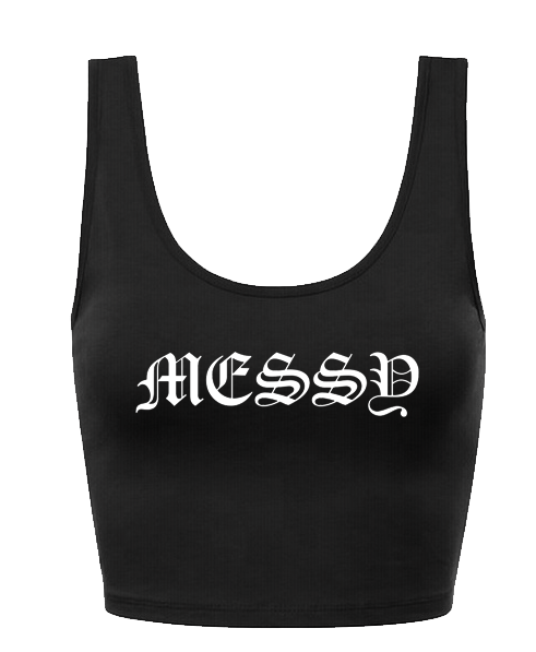 Black Messy Cotton Crop Top