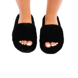 Casey furry slippers (Black)