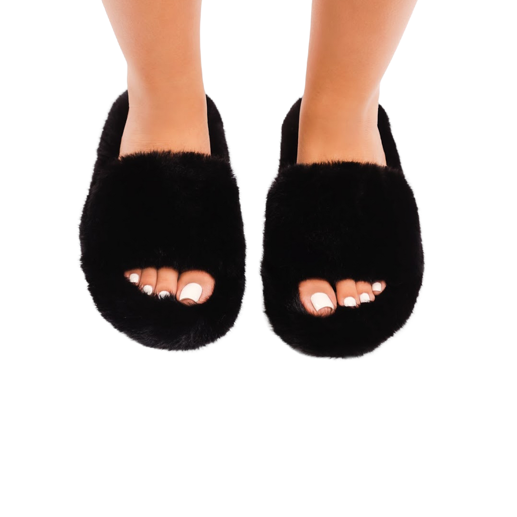 Casey furry slippers (Black)