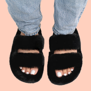 Furry Slippers (Black)