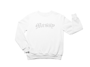 Messy Rhinestone crewneck (White)
