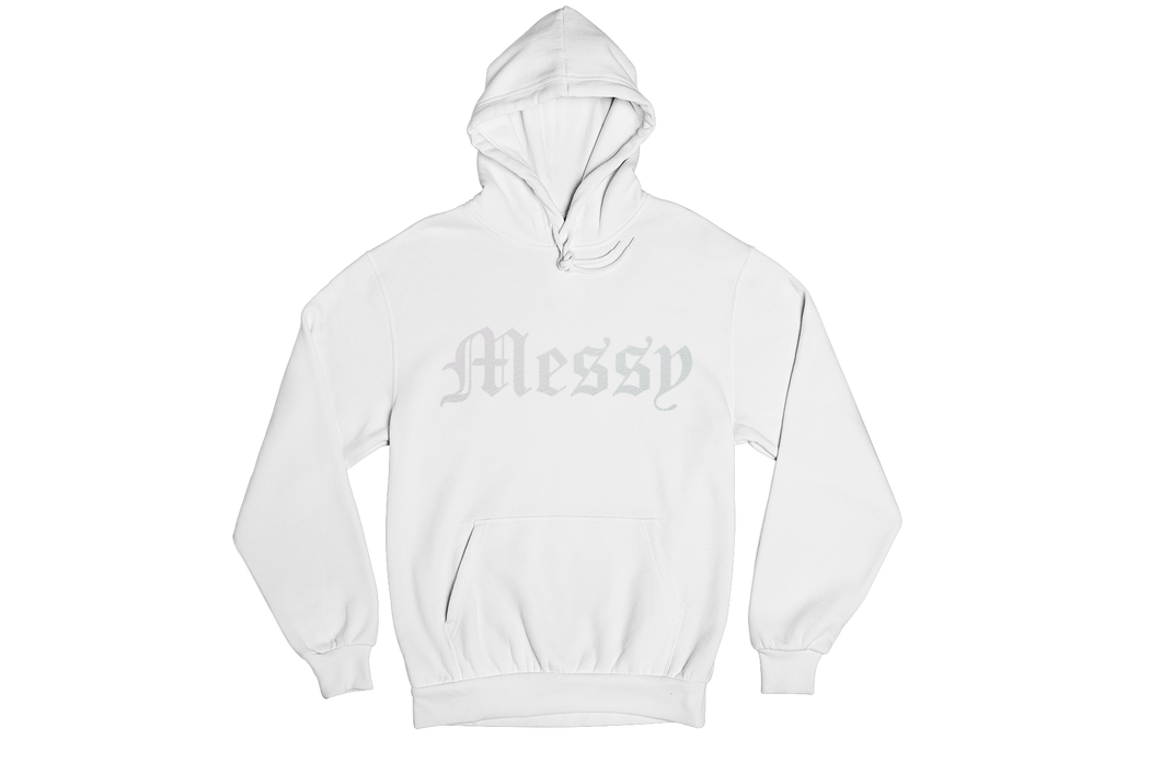 Messy Hoodie (White) Holographic Logo