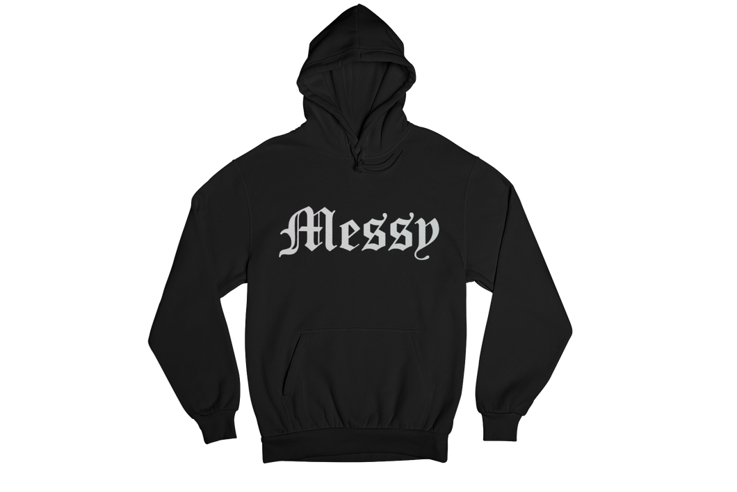 Messy Hoodie (Black) Holographic Logo