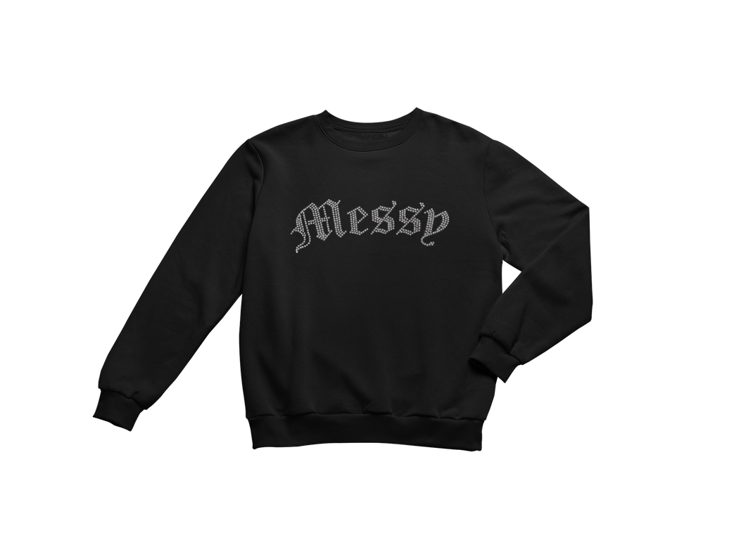 Messy Rhinestone Crewneck (Black)