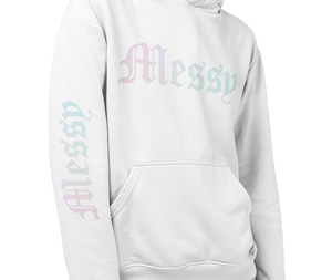 Messy Hoodie (White) Holographic Logo